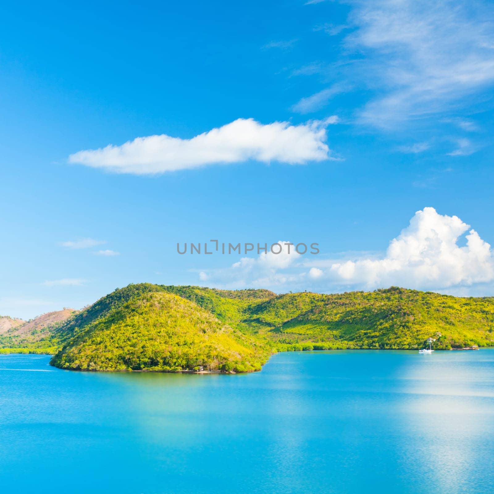 Panorama of a tropical lagoon. Coron island