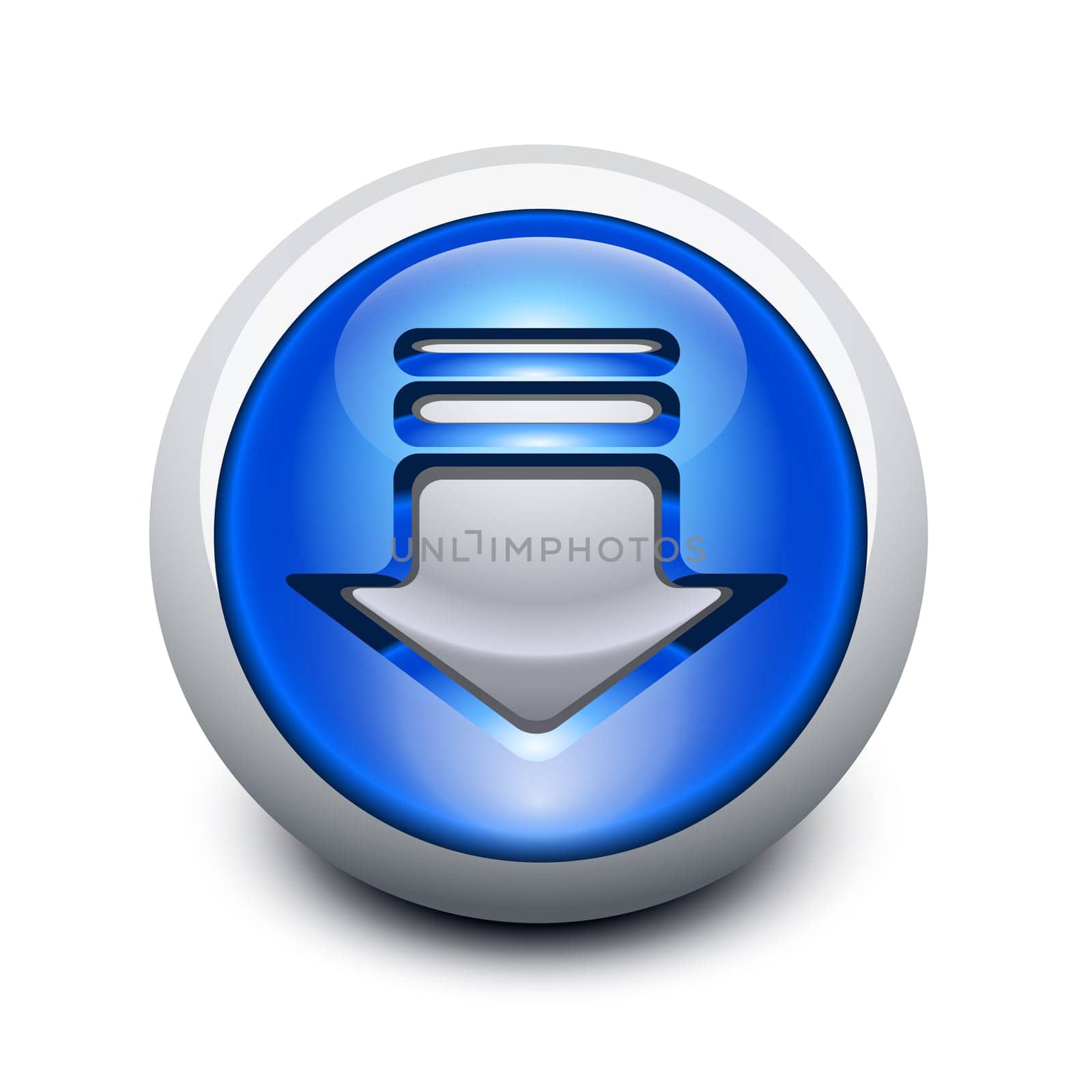 Glassy button with download arrow