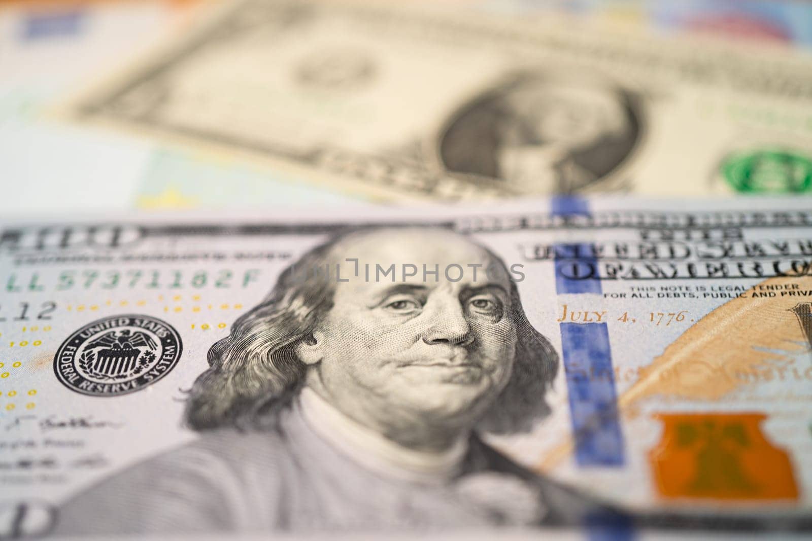 US dollar banknotes money, economy finance exchange trade investment concept.