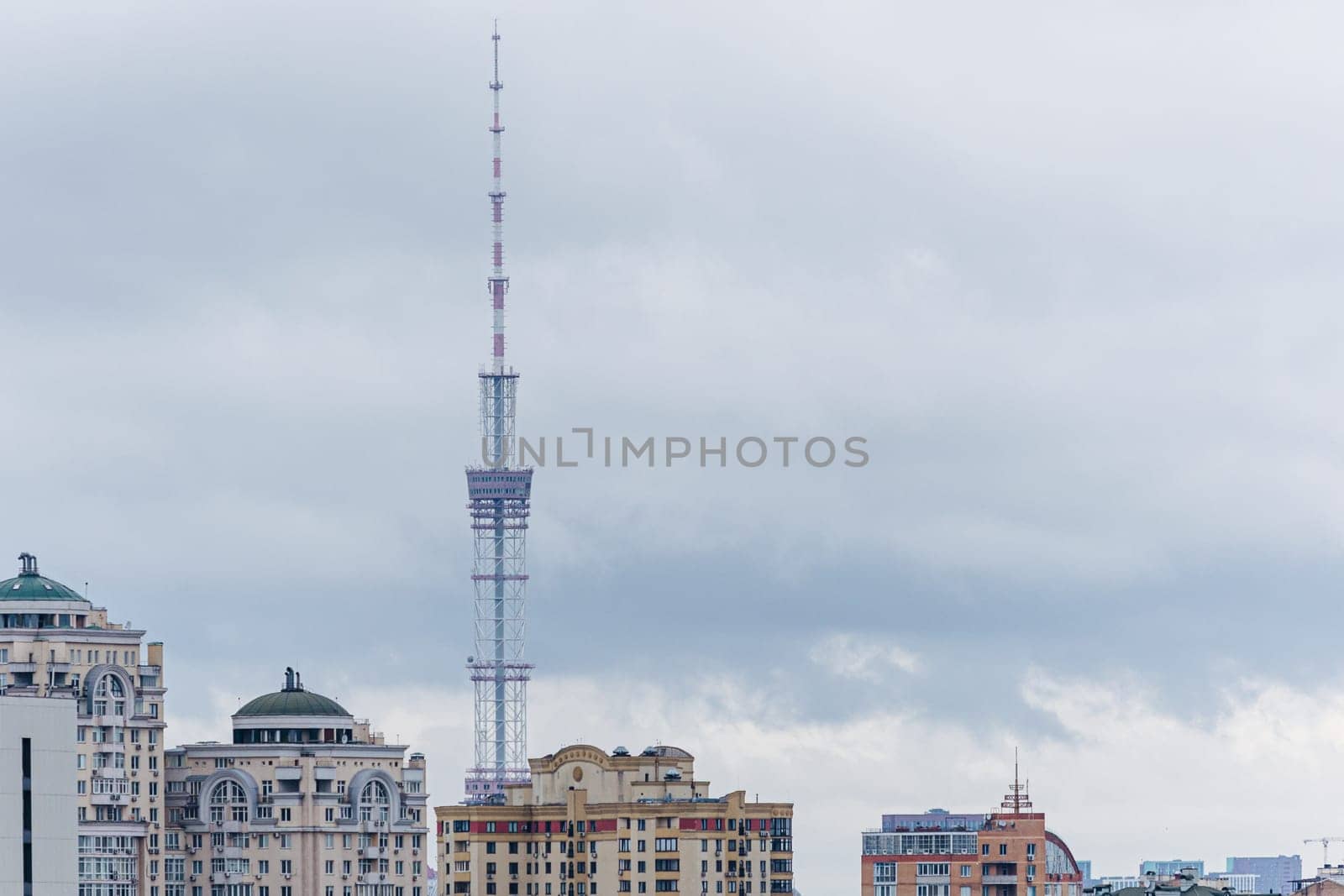 Kyiv, Ukraine - October 1, 2023: The streets of Kyiv city and Kyiv TV Tower