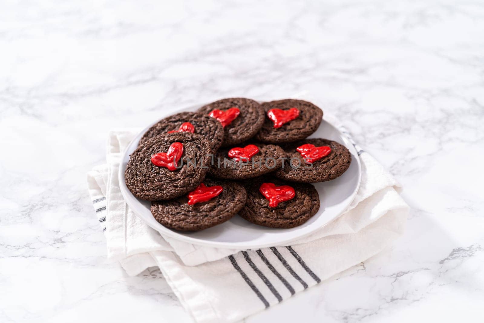 Chocolate Cookies with Chocolate Hearts by arinahabich