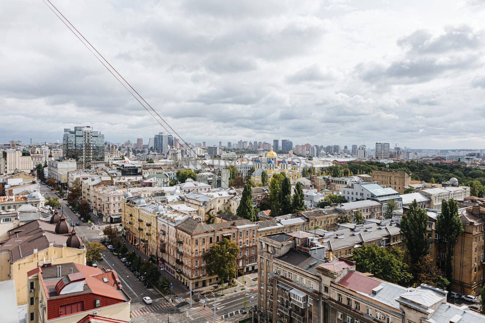 Kyiv, Ukraine - October 1, 2023: The streets of Kyiv city. Aerial view