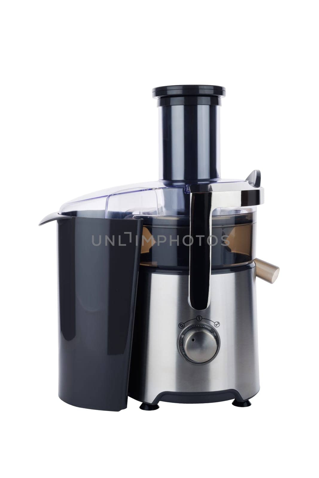 Electric juicer isolated on white background. Fruit and juice machine on white. Squeezer.