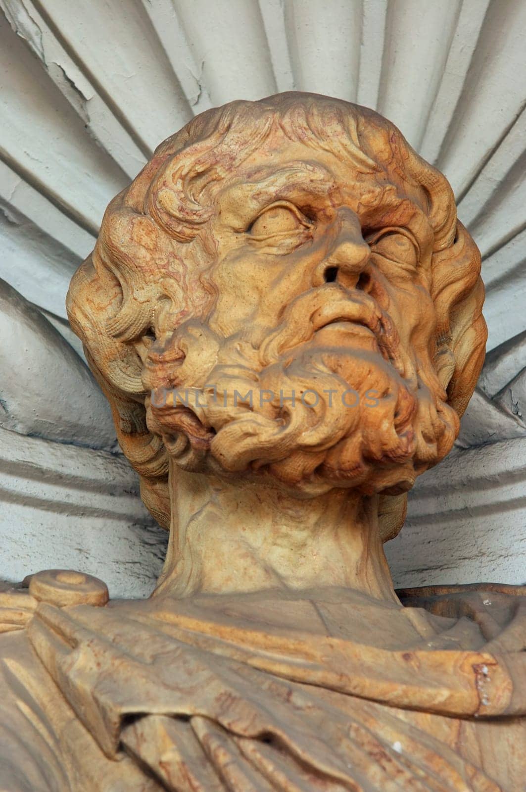 Shot of a sculpture of Socrates - Flower Garden in Kromeriz city