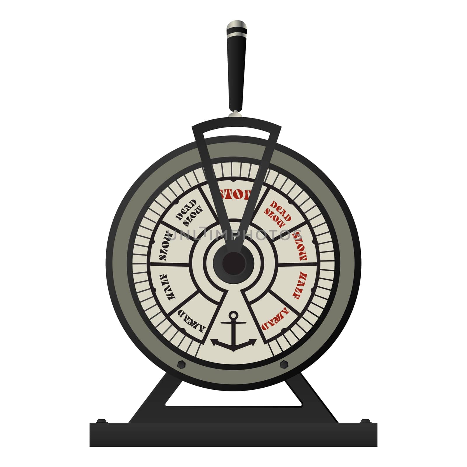 Retro brass ships telegraph, isolated on a white background.