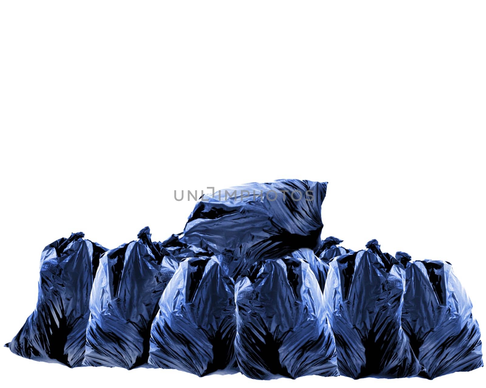 some trash bags on a white background