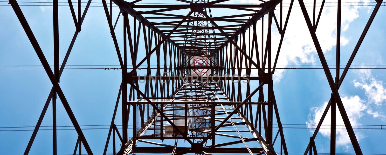 electricity tower with blue sky