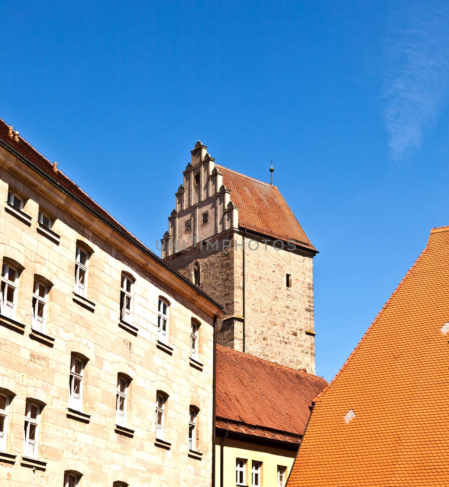 historic half-timbered house in romantic medieval town of Dinkelsbuehl in Bavaria, Germany.