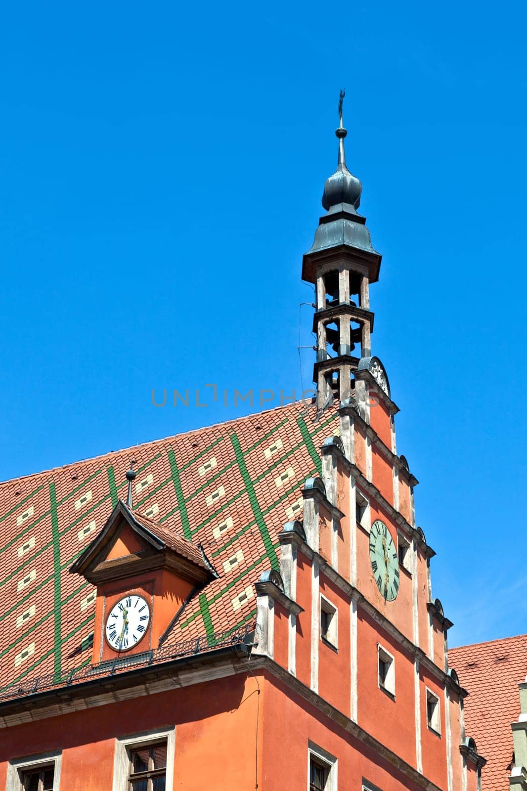 famous old romantic medieval town of Dinkelsbuehl in Bavaria, Germay.