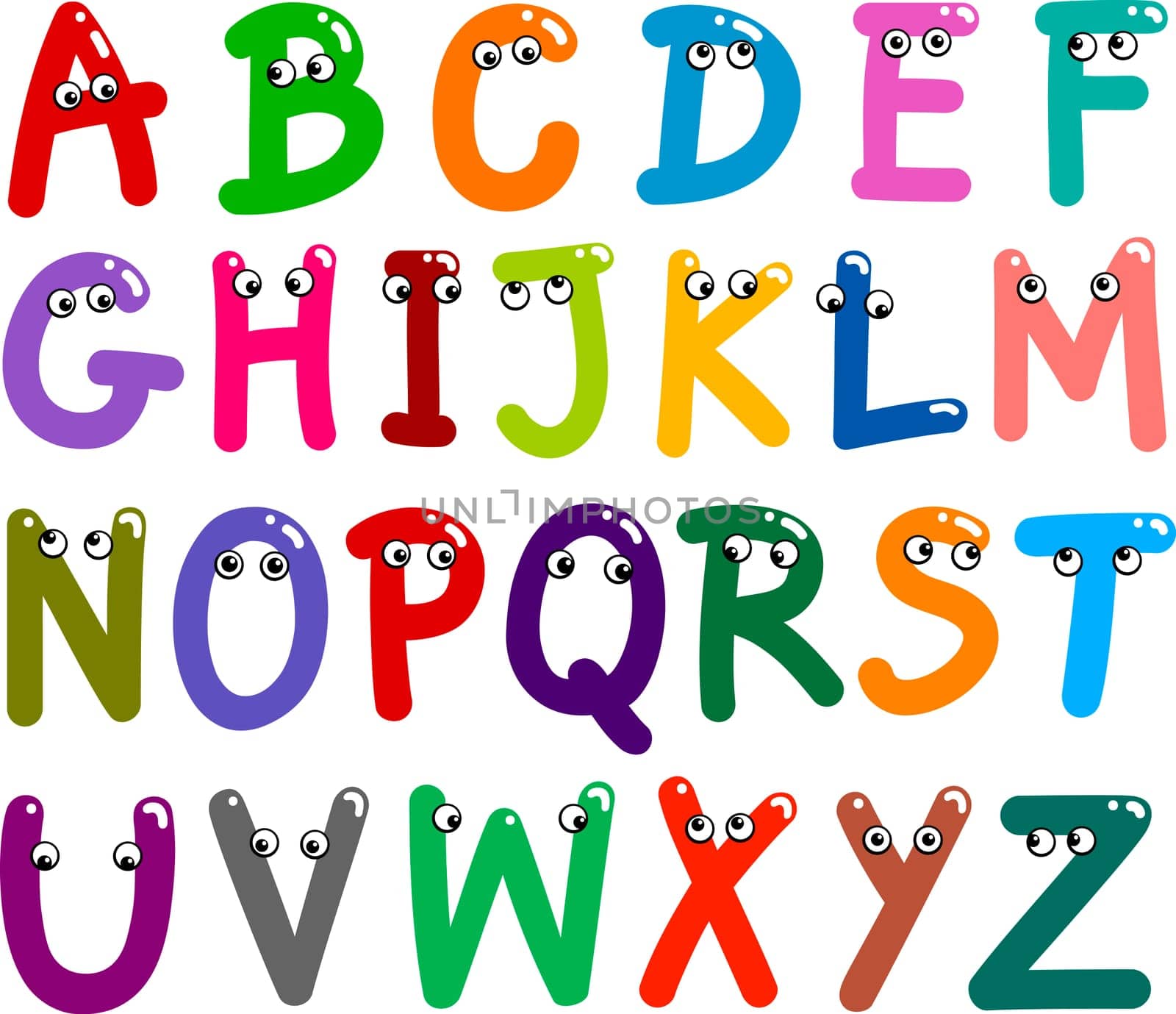 illustration of funny Capital Letters Alphabet for education