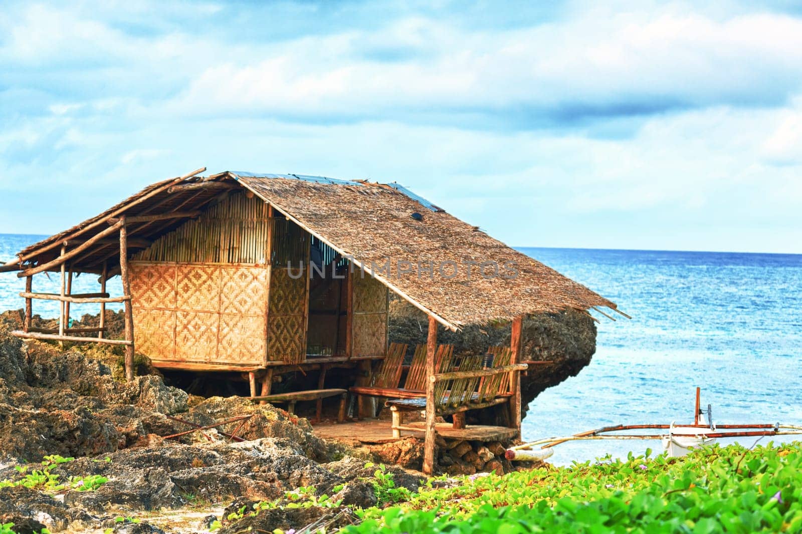 Fisherman hut on the coast. Bohol. Philippines
