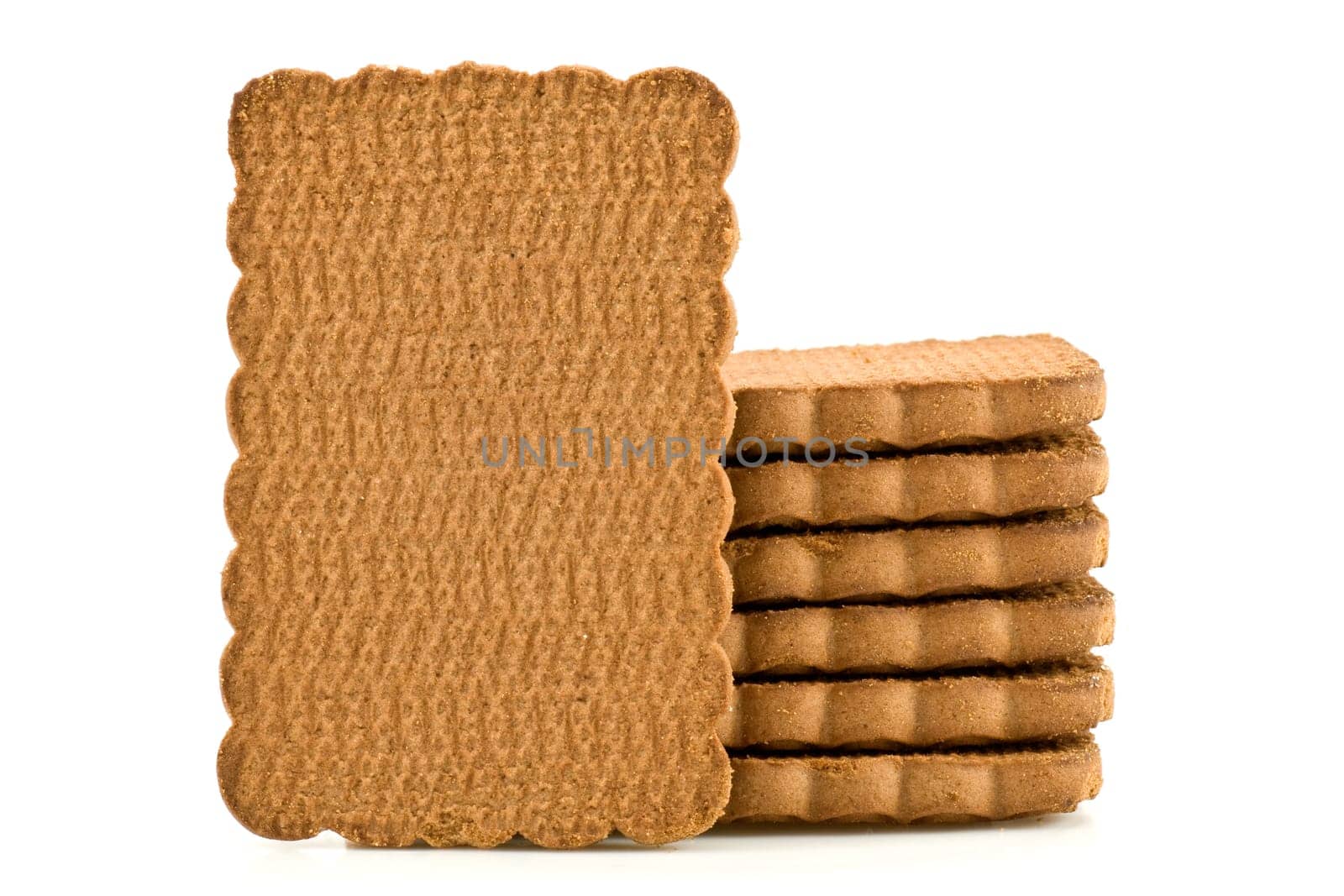 pile of chocolate biscuits, isolated on white background