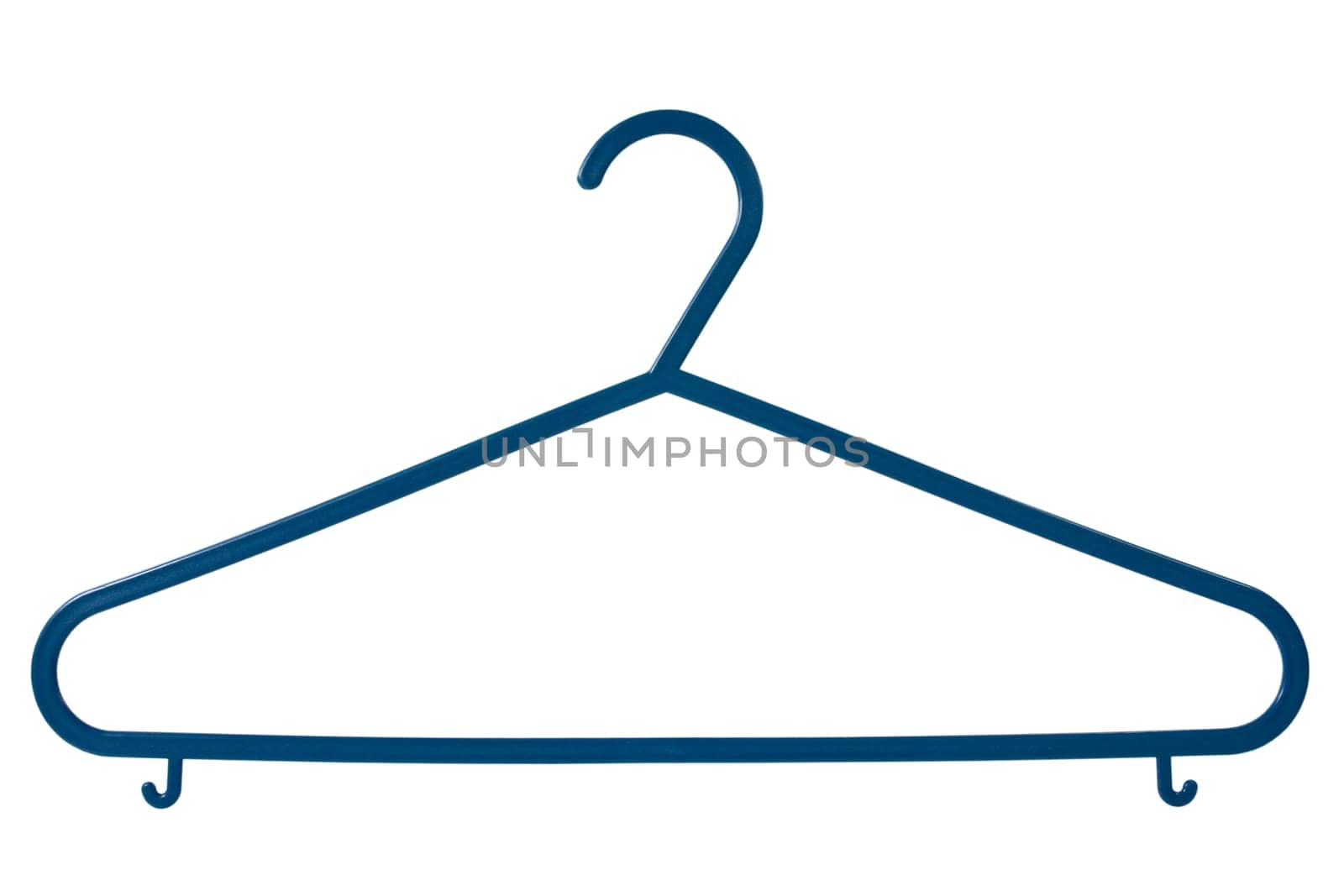 blue plastic coat hanger isolated on white