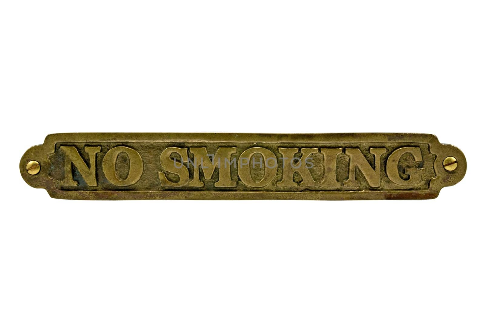 brassy sign no smoking isolated on white background