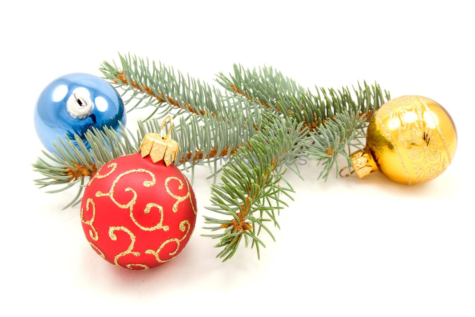 colorful christmas decoration isolated on white background