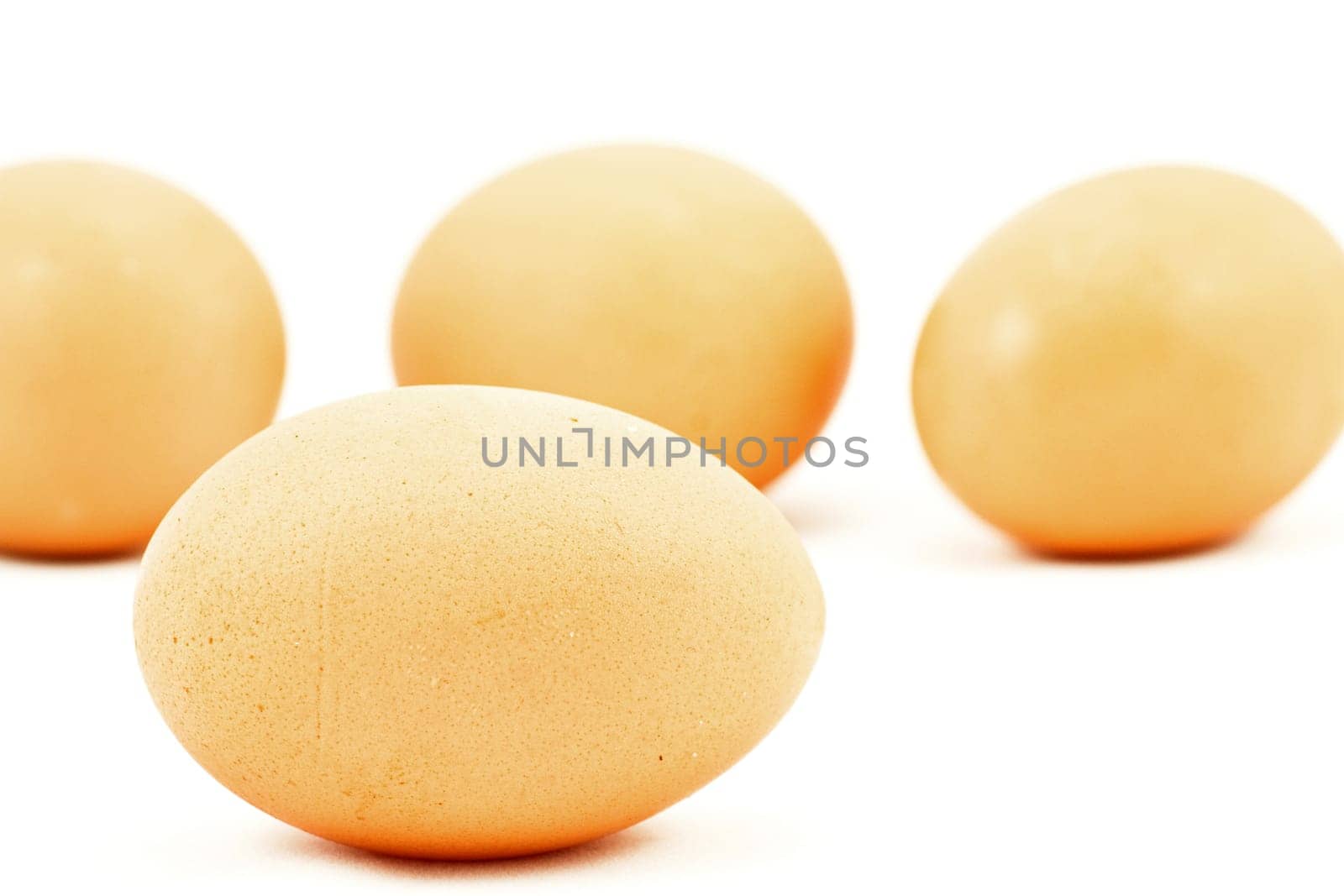 close up of eggs on white background
