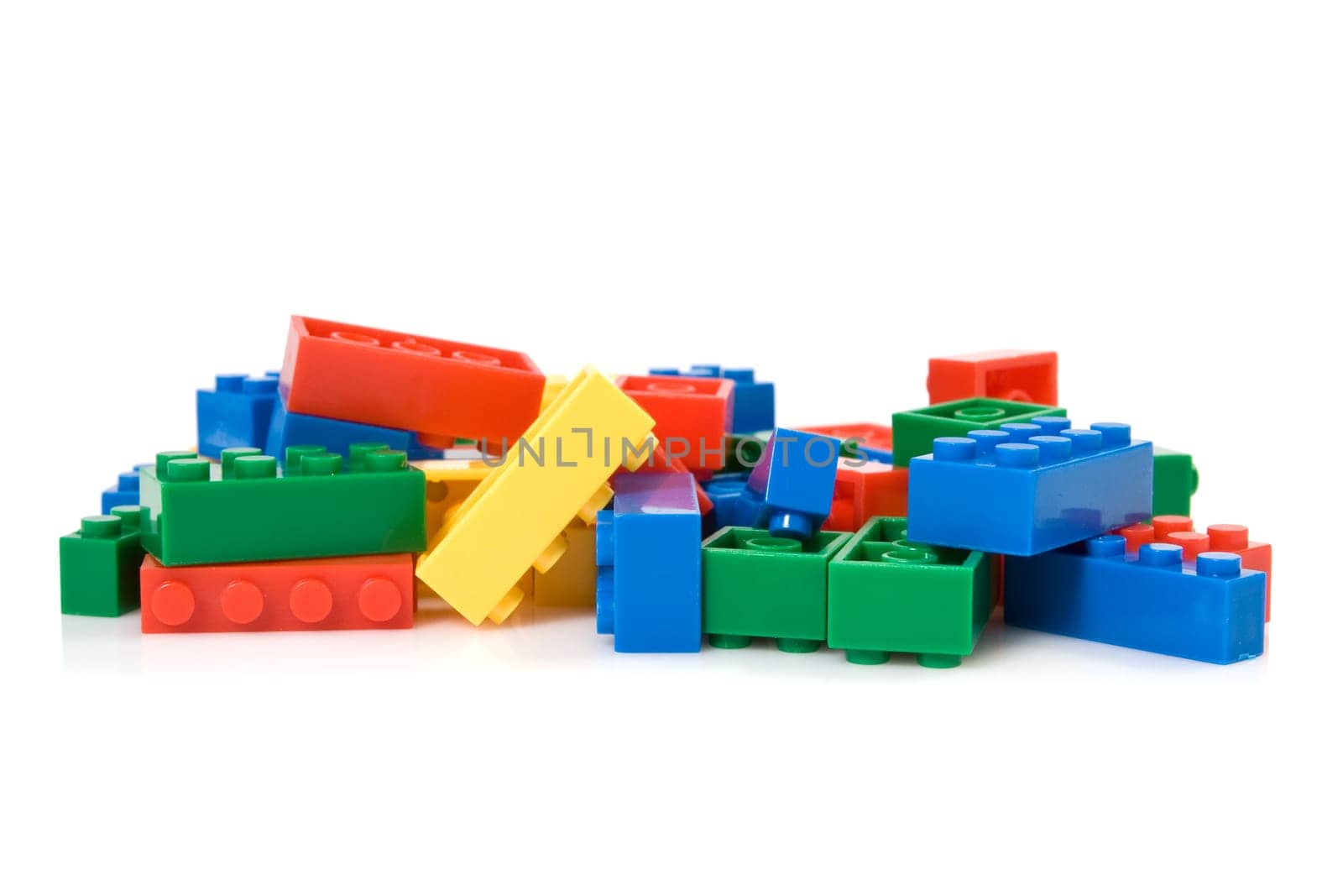 colorful plastic blocks on a white background