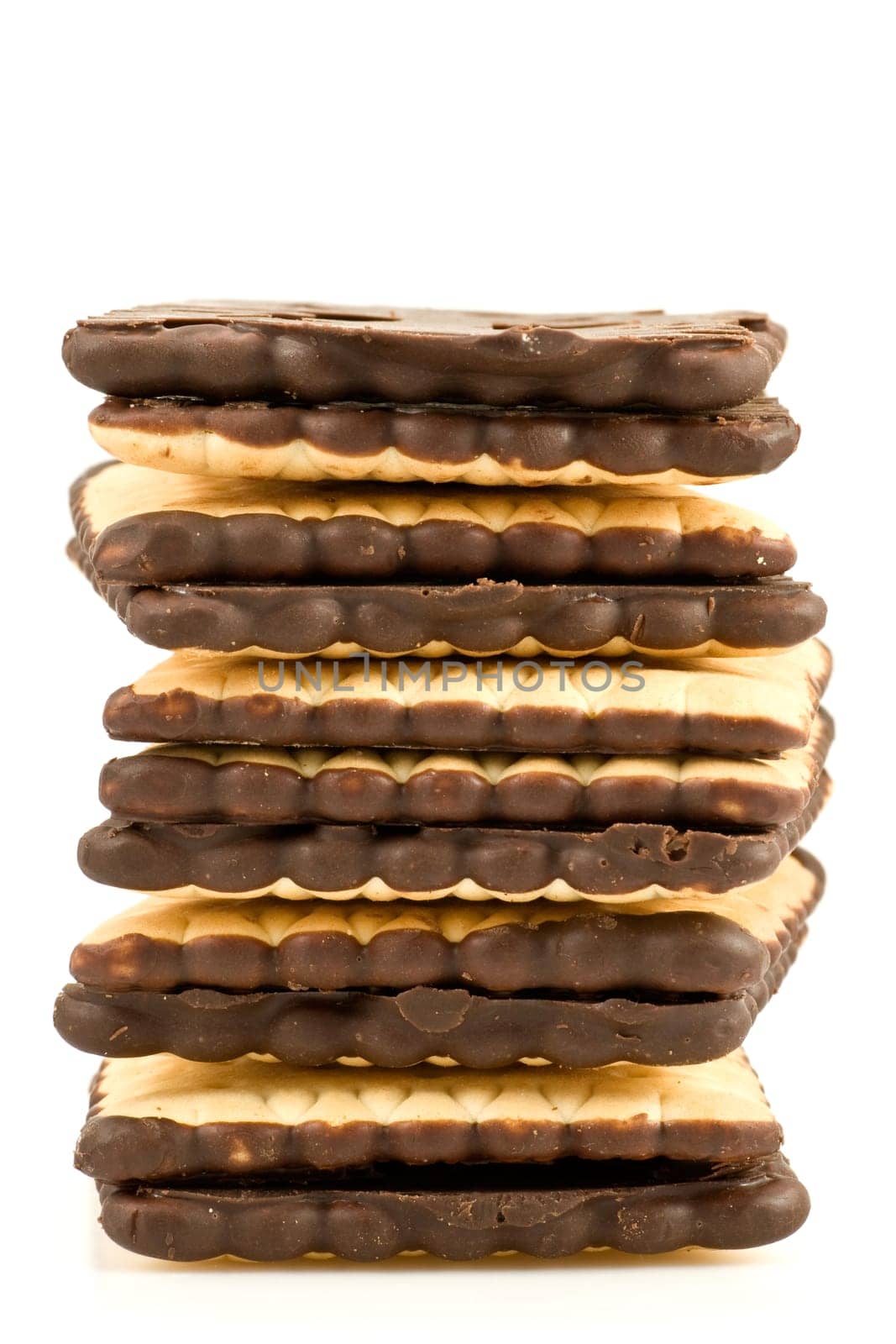 chocolate cookies heap, isolated on white background