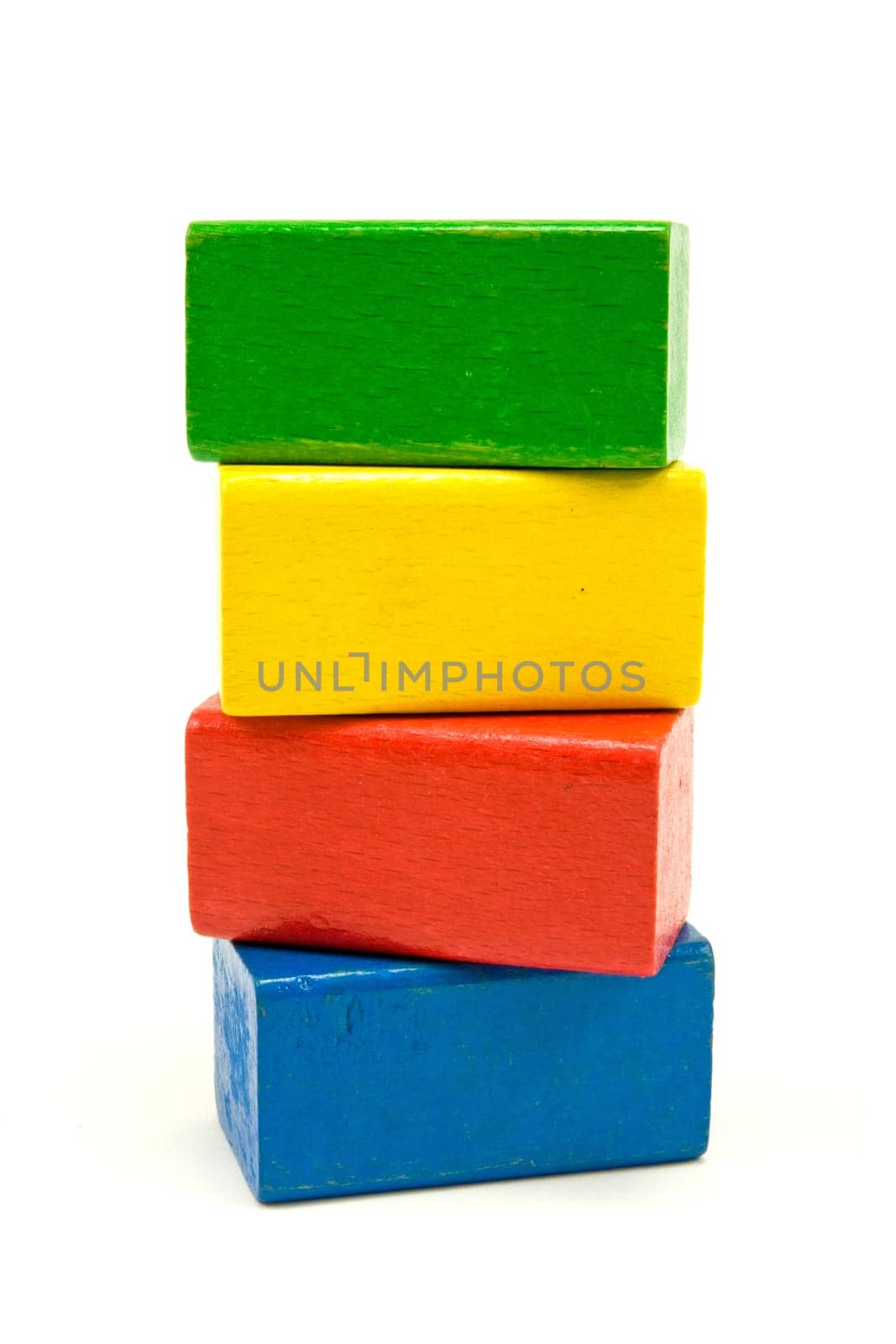 wooden building blocks isolated on white background