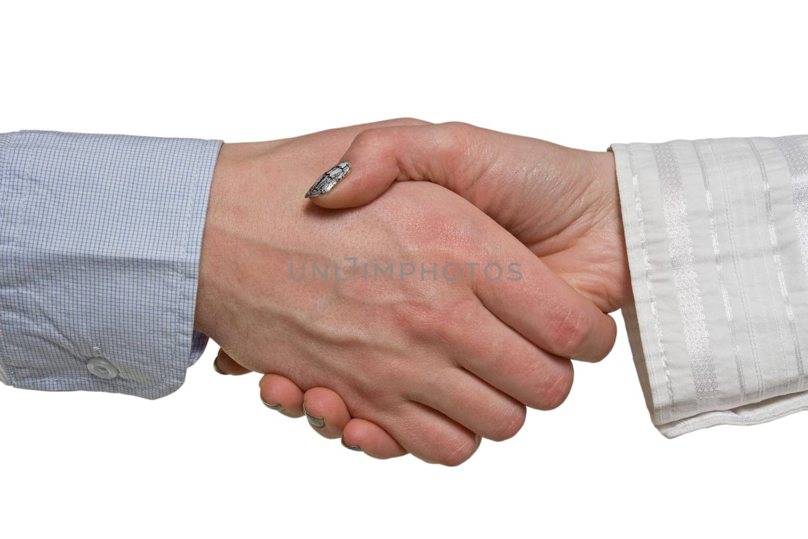 Business handshake - isolated over a white background