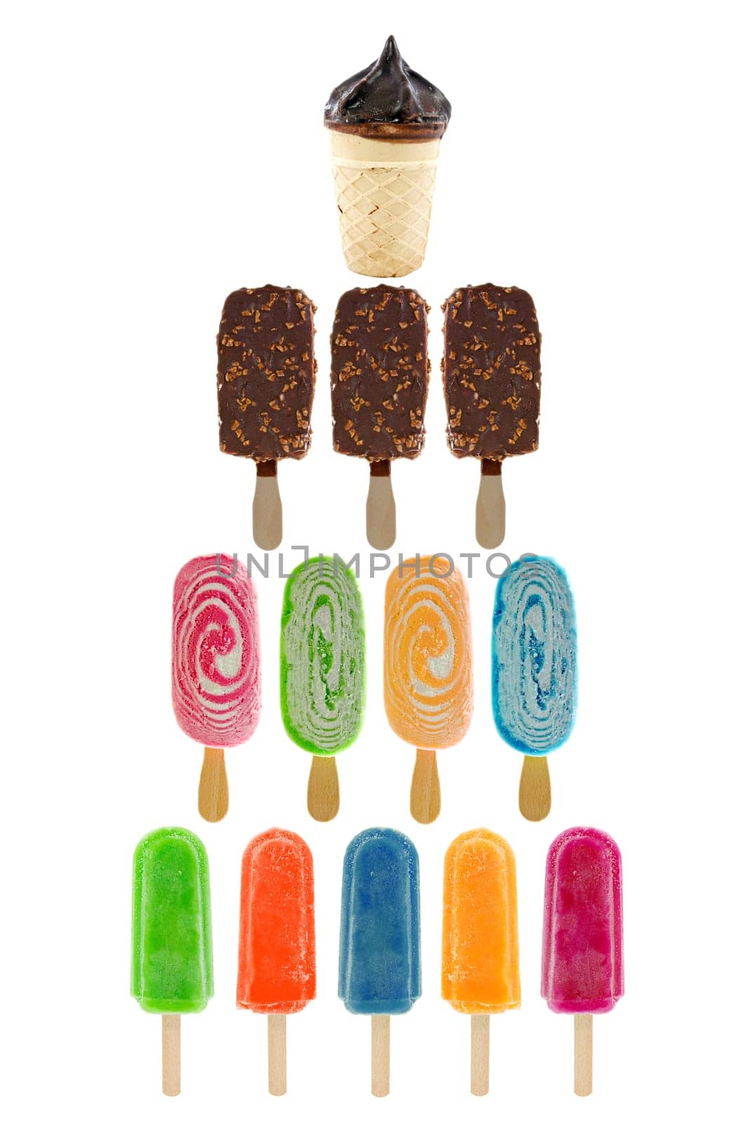set of ice creams isolated on white background