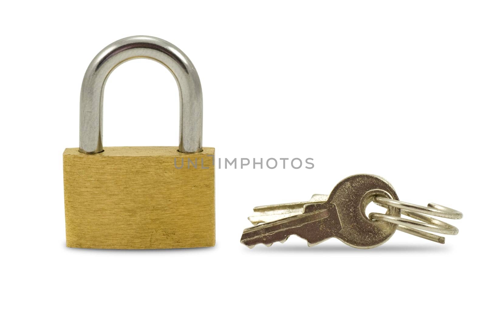 padlock and keys isolated on a white background