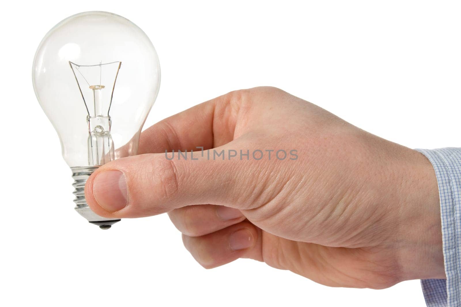 man holding light bulb in his hand - creativity concept