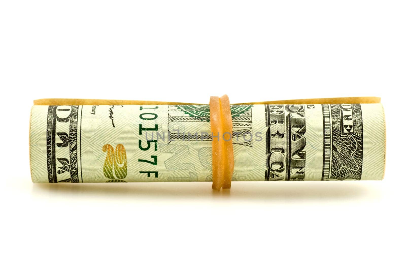 american money&#039 s roll,isolated on white background