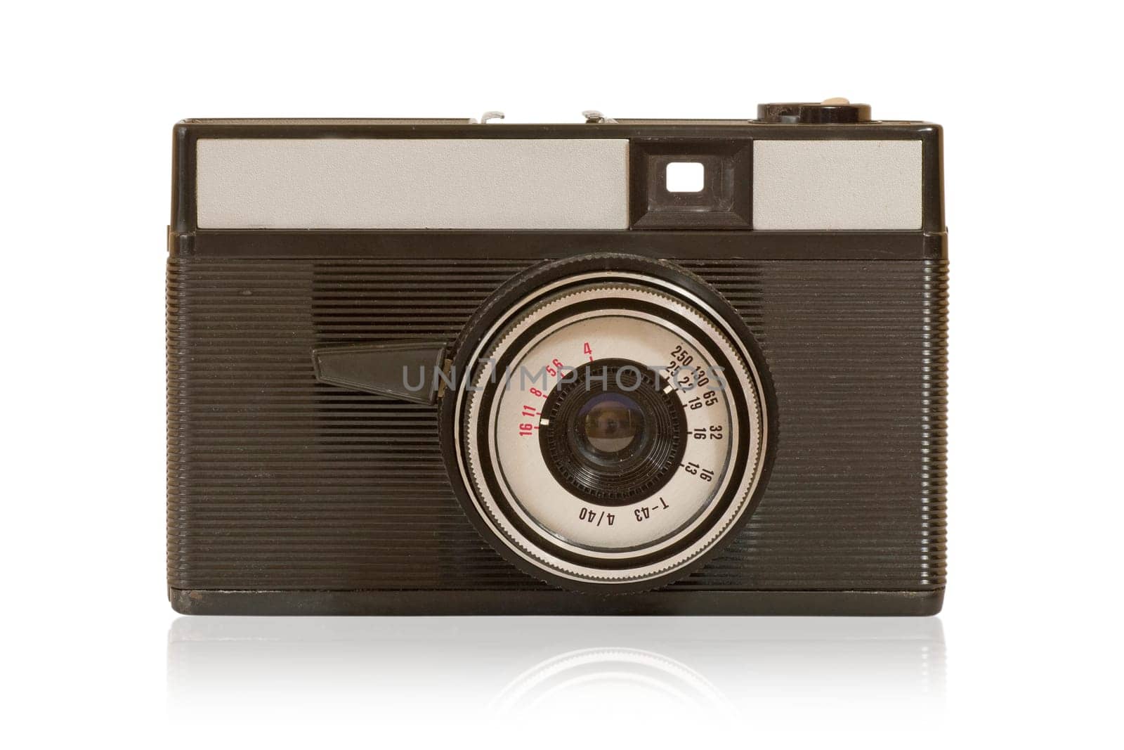 old dusty photo camera , isolated on white background