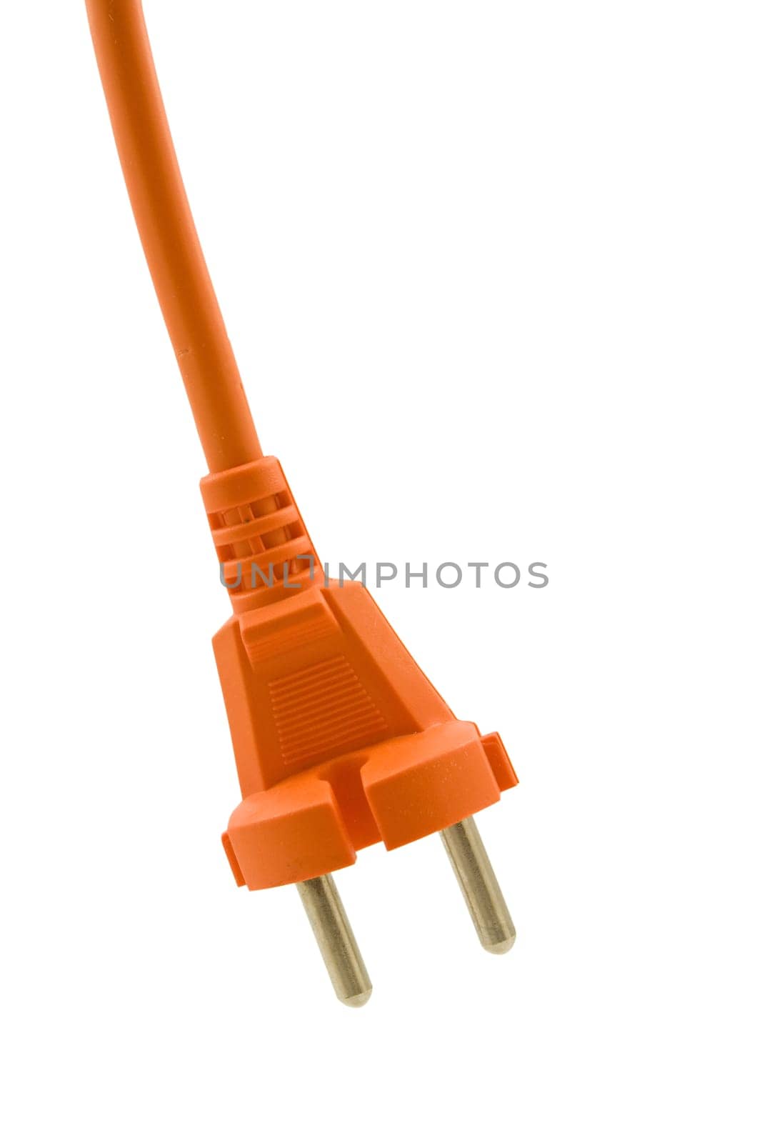 orange electric plug isolated on white background