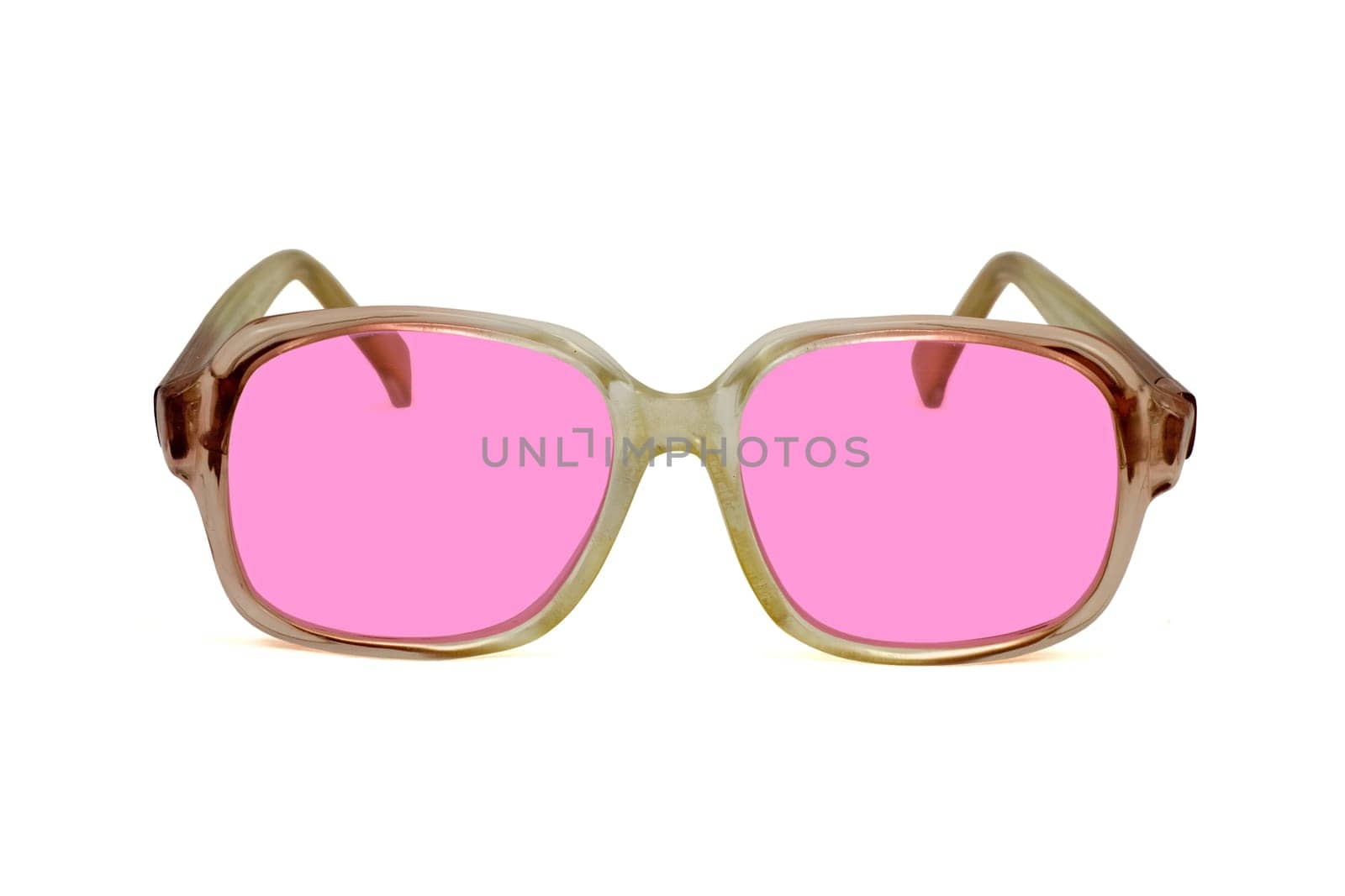 old pink sunglasses ,isolated on white background