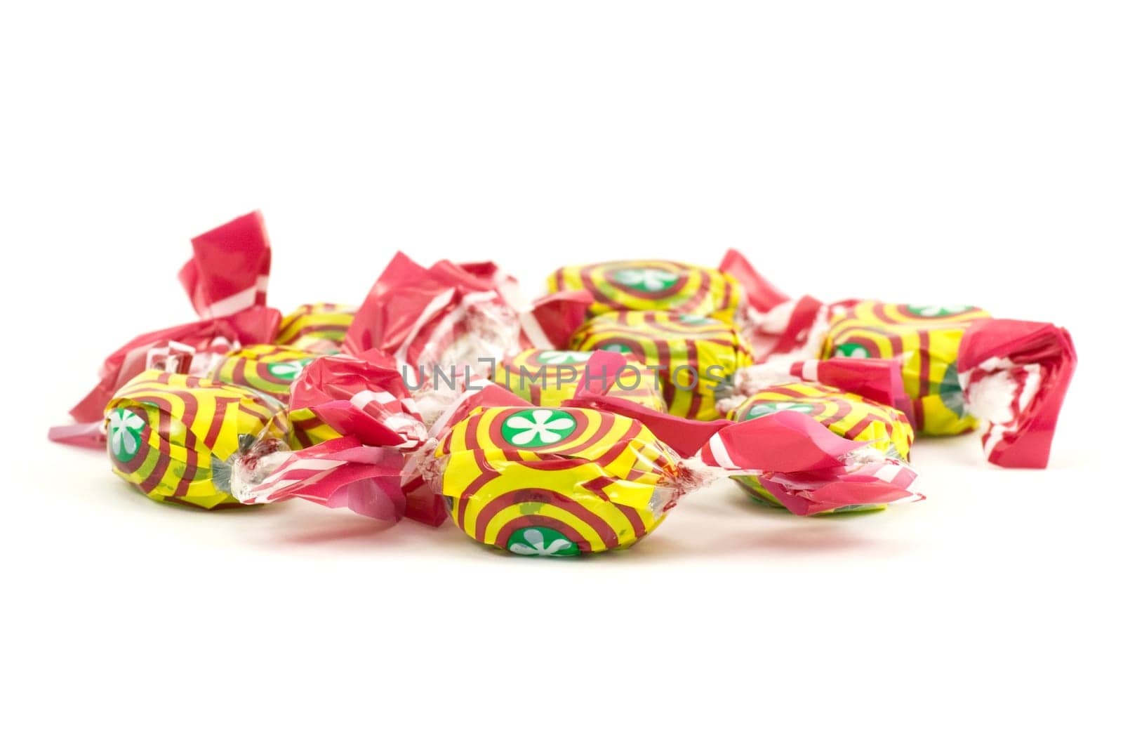 colorful caramel sweets,isolated on white background
