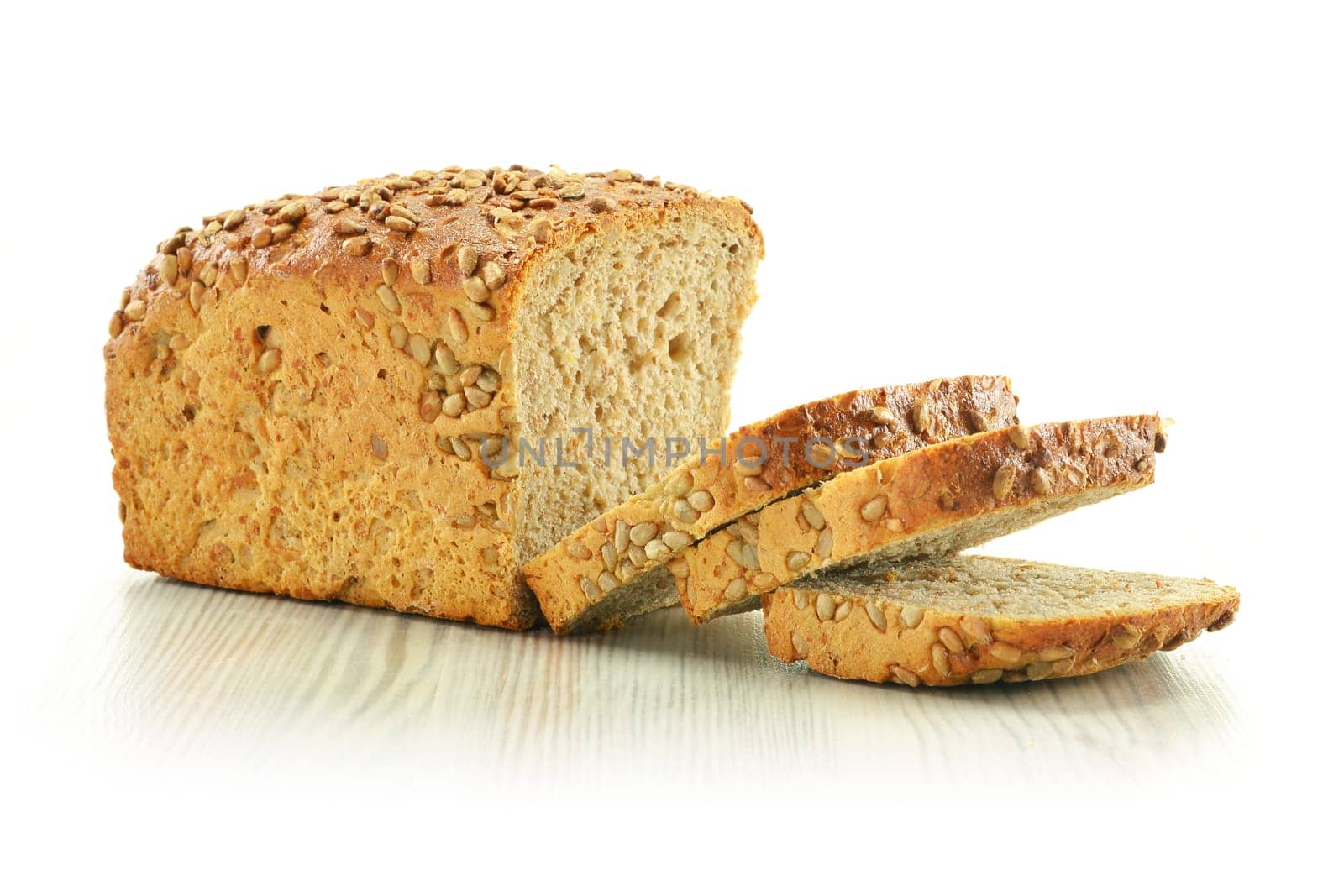 Composition with bread and rolls isolated on white