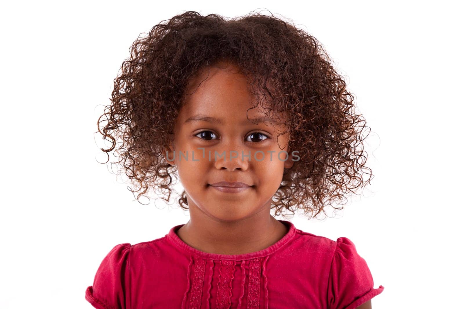 Cute little African Asian girl,  over white background