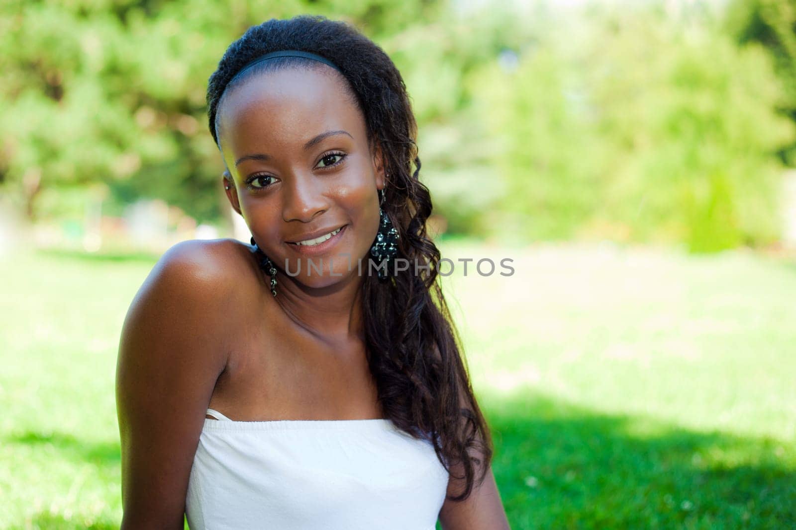 Outdoor portrait of a young beautiful african american girl