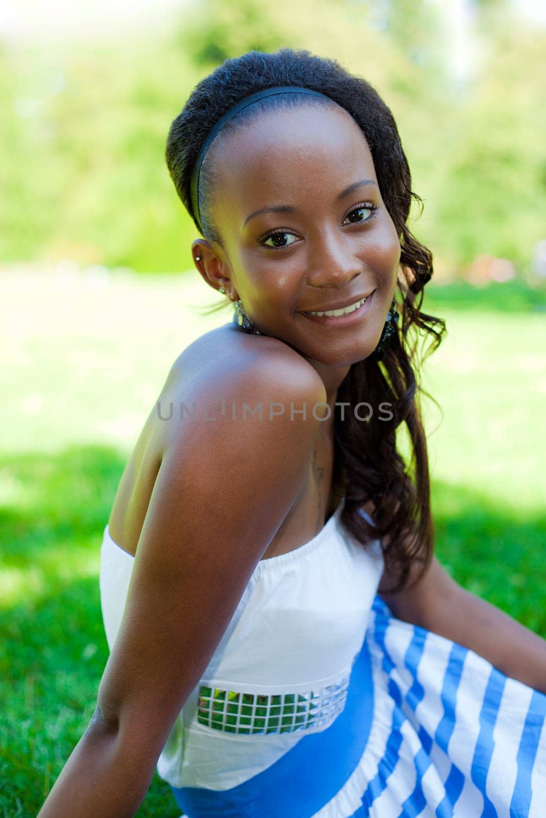 Outdoor portrait of a young beautiful african american girl