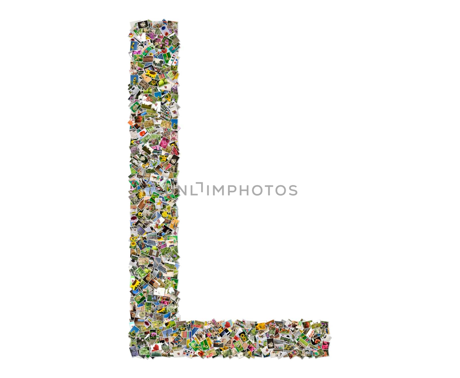 Letter i, photos collage isolated on a white background