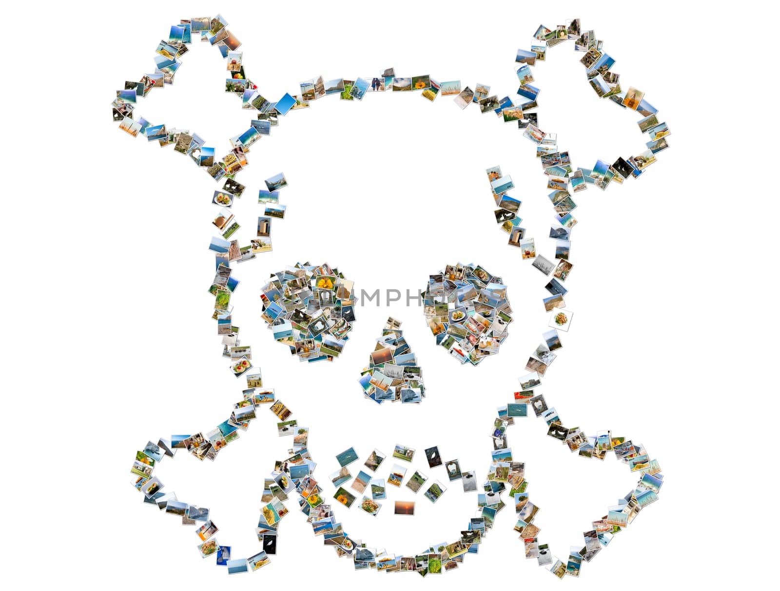 Skull sign, photo collage isolated on a white background