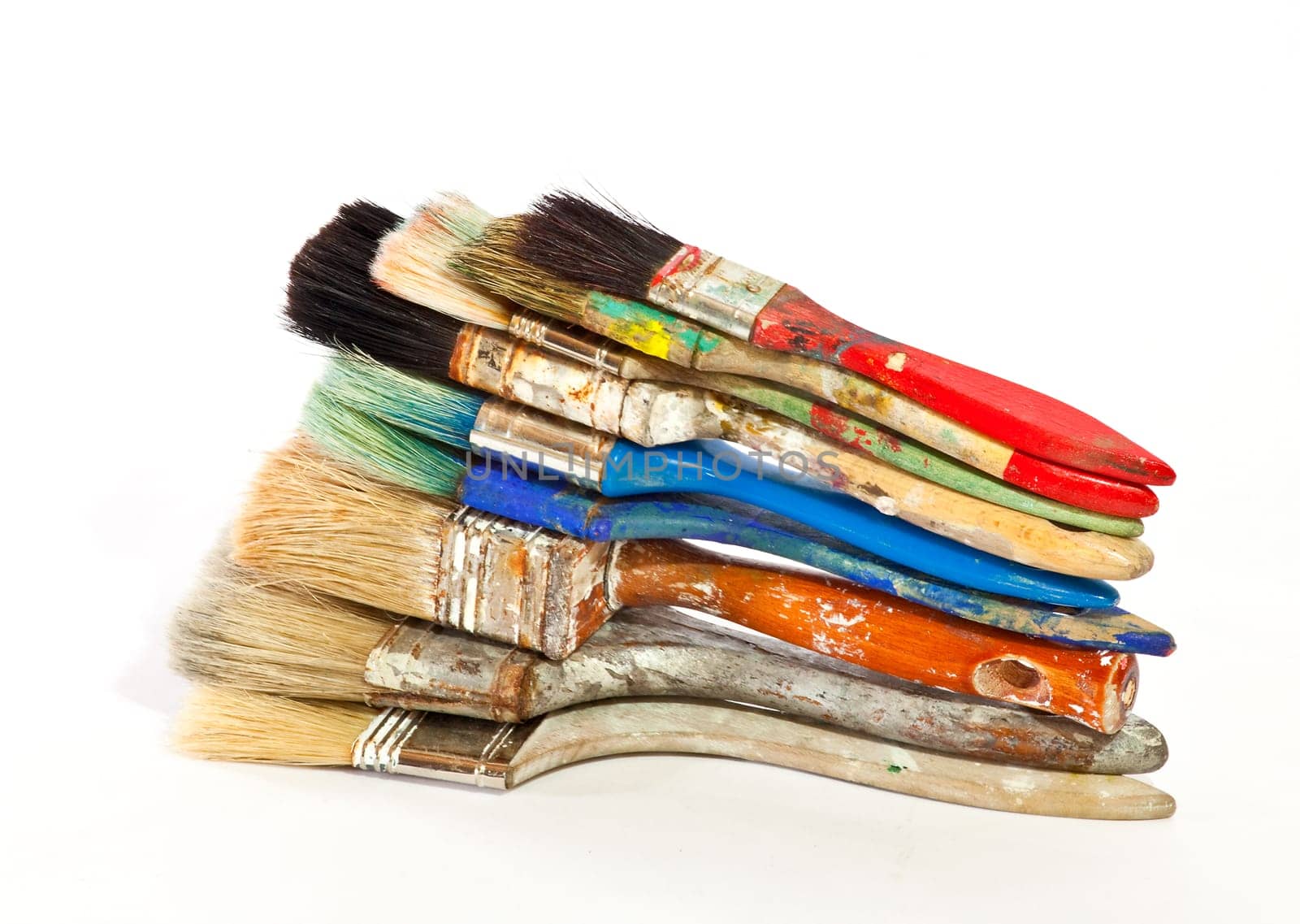 Paintbrushes on white background