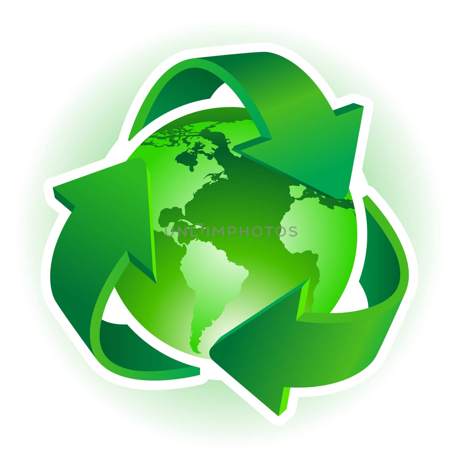 Recycle Symbol with Earth on white background. Vector illustration.