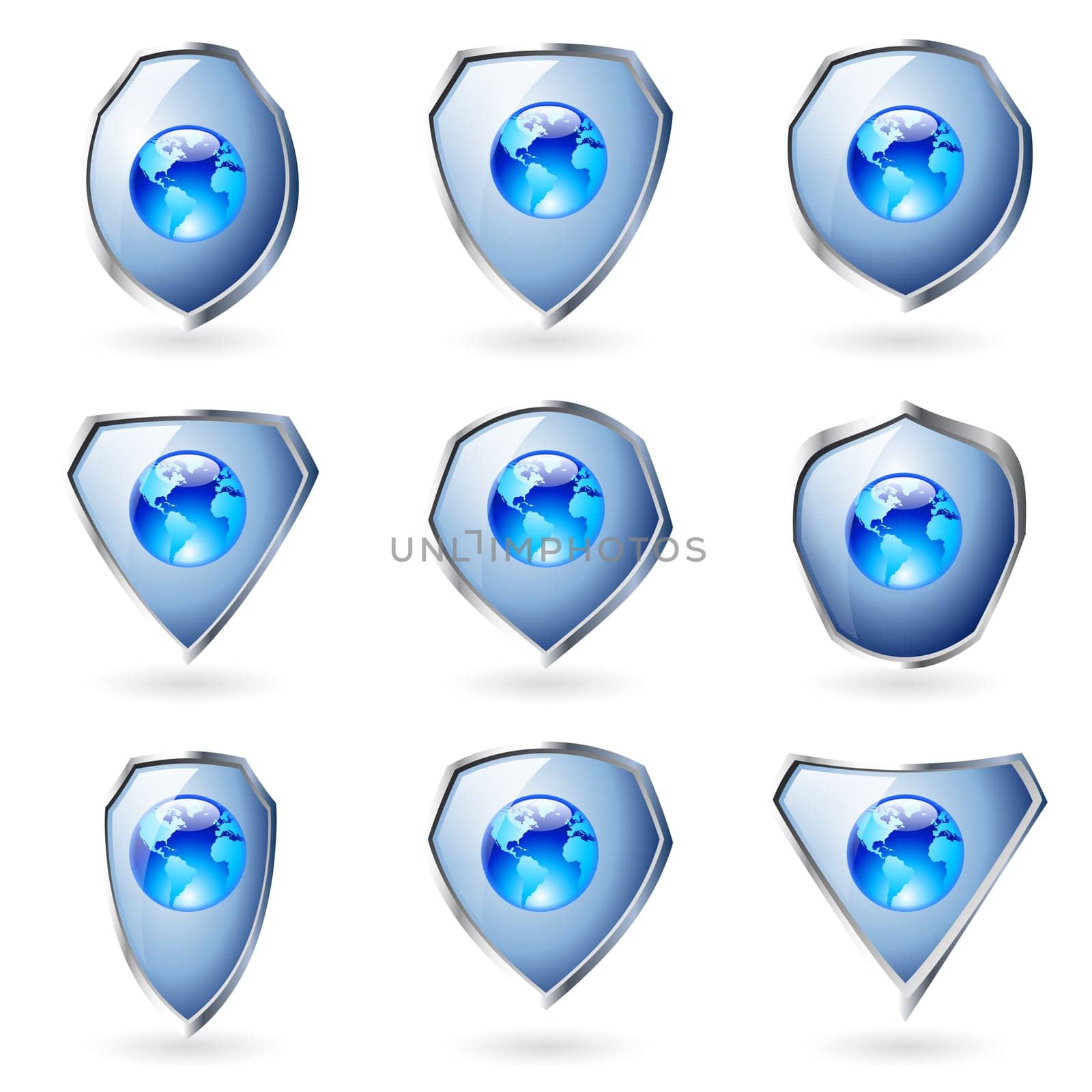 Shields. Earth web button isolated on a background