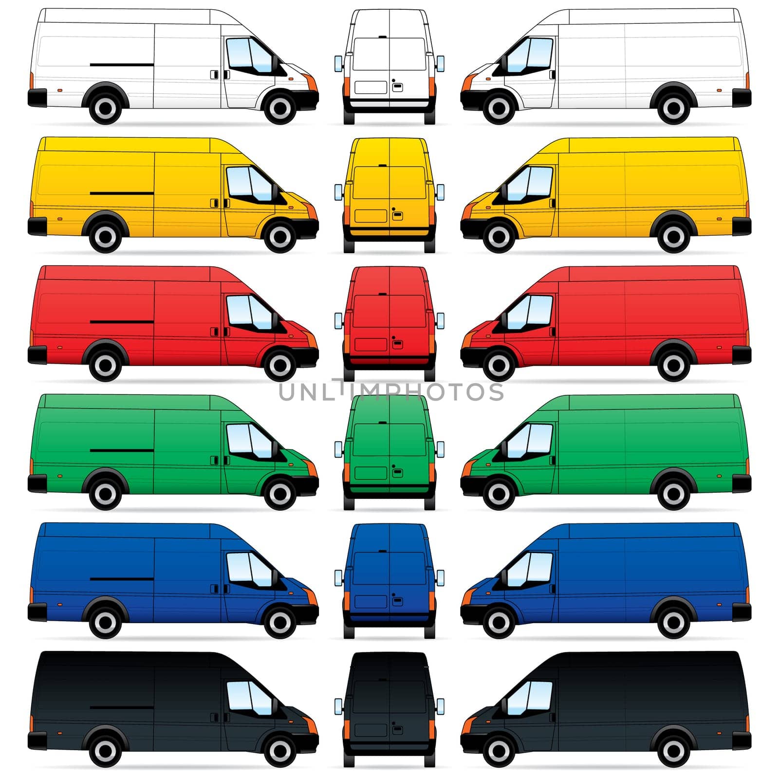 Isolated Delivery Vans on white background. Vector illustration