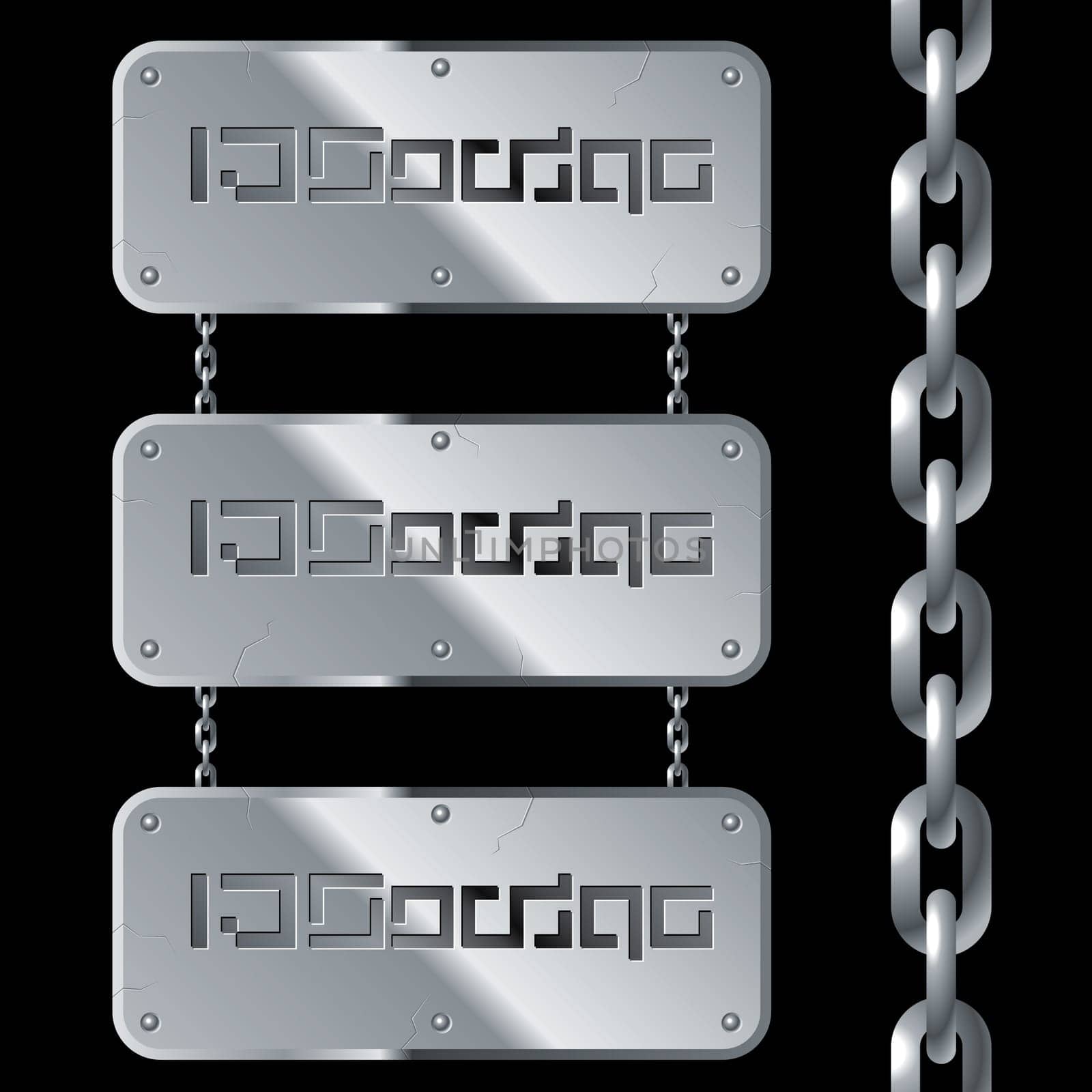 Metal tablets, suspended on circuits. Objects over black