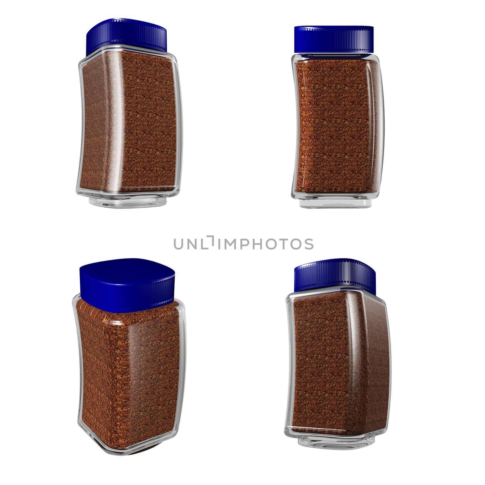 Instant coffee in glass pot without labels