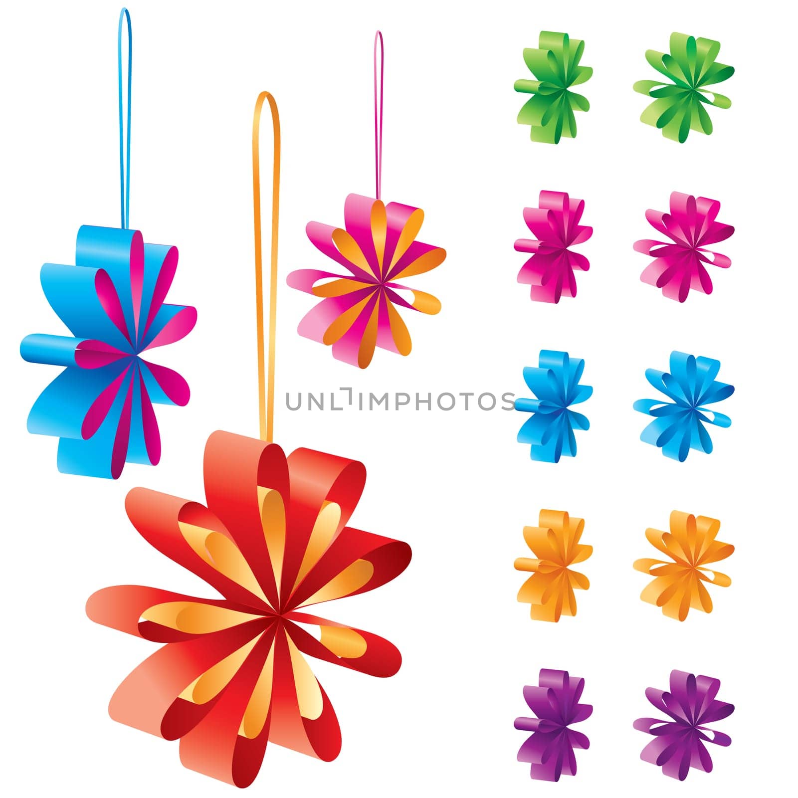 Christmas ribbon. Design Set. Vector illustration on white background