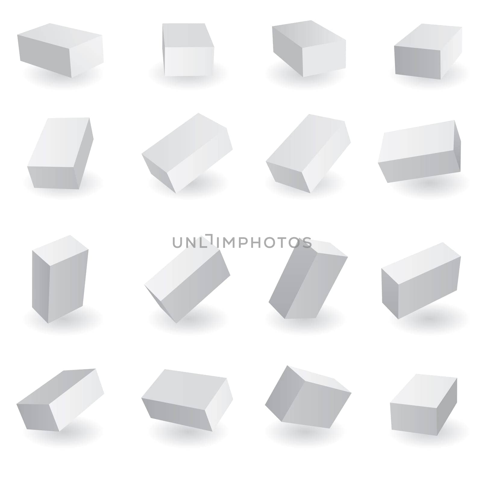 Vector illustration of different position style boxes.