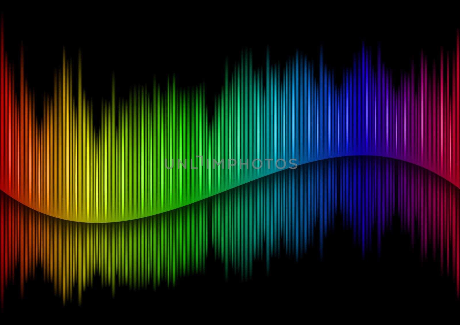 Colorful Sound waveform (editable vector) on black