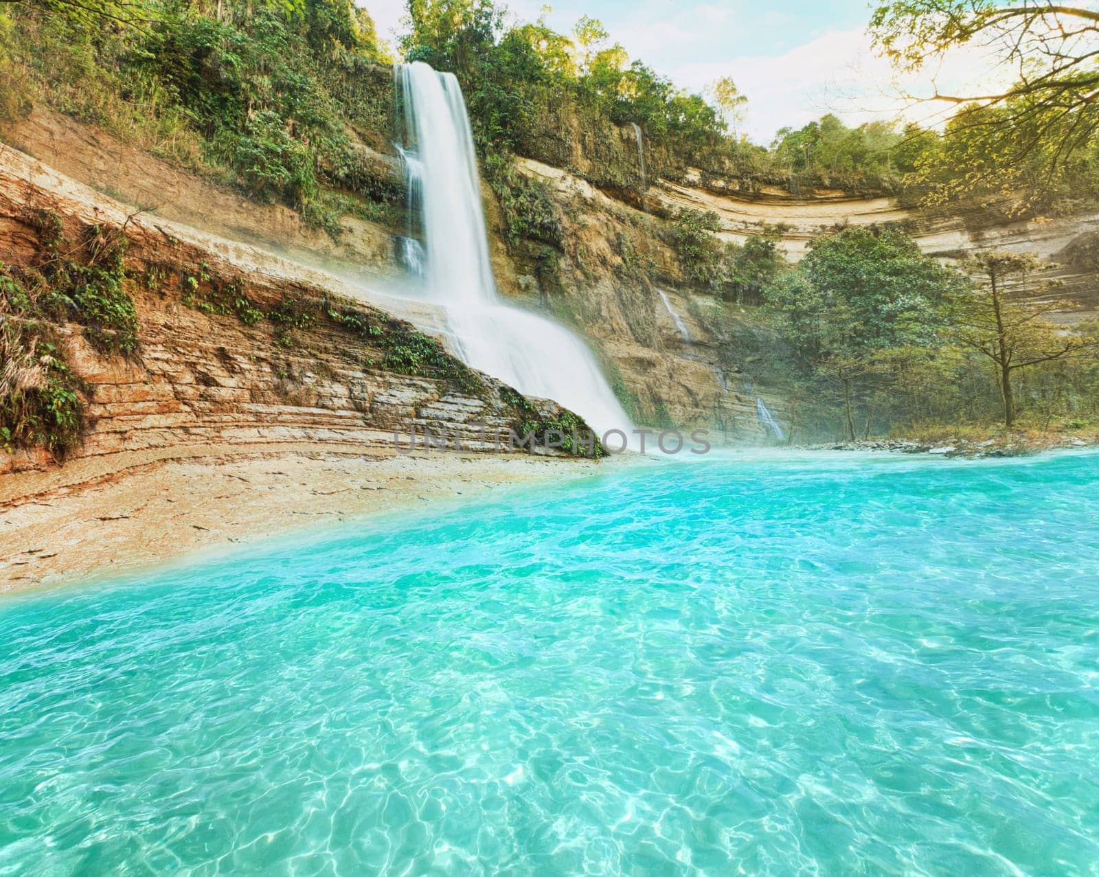 Beautiful waterfall vintage style. Bohol. Philippines