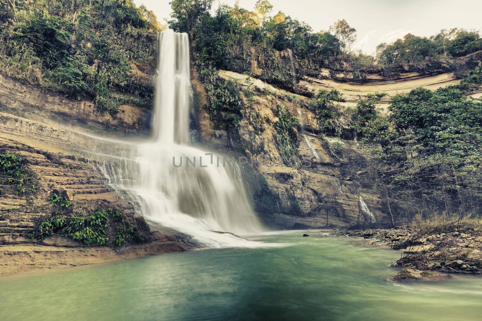 Beautiful waterfall vintage style. Bohol. Philippines