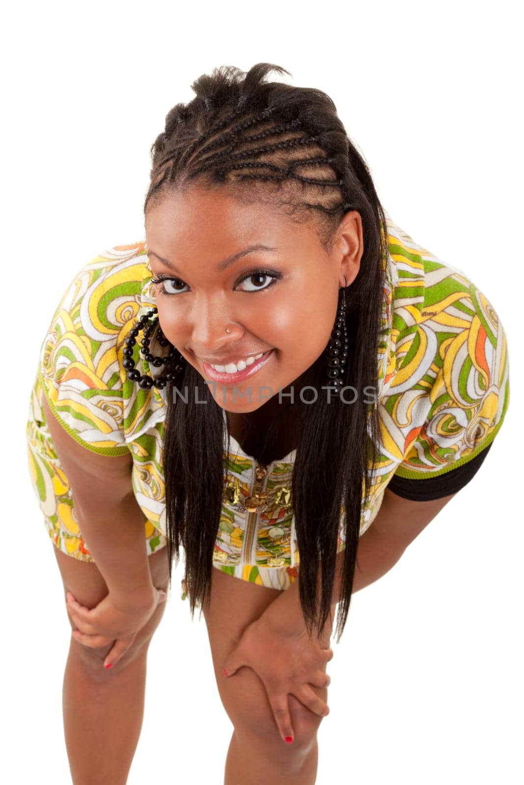 Young beautiful african american woman isolated on white background